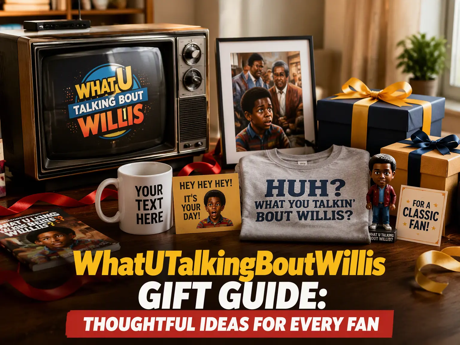 WhatUTalkingBoutWillis Gift Guide featuring nostalgic gifts, personalized items, and classic TV fan presents