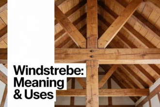 Windstrebe diagonal timber braces supporting a traditional wooden roof structure.