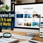 Glossywise com website guide showing online articles, research topics, and digital content categories for readers